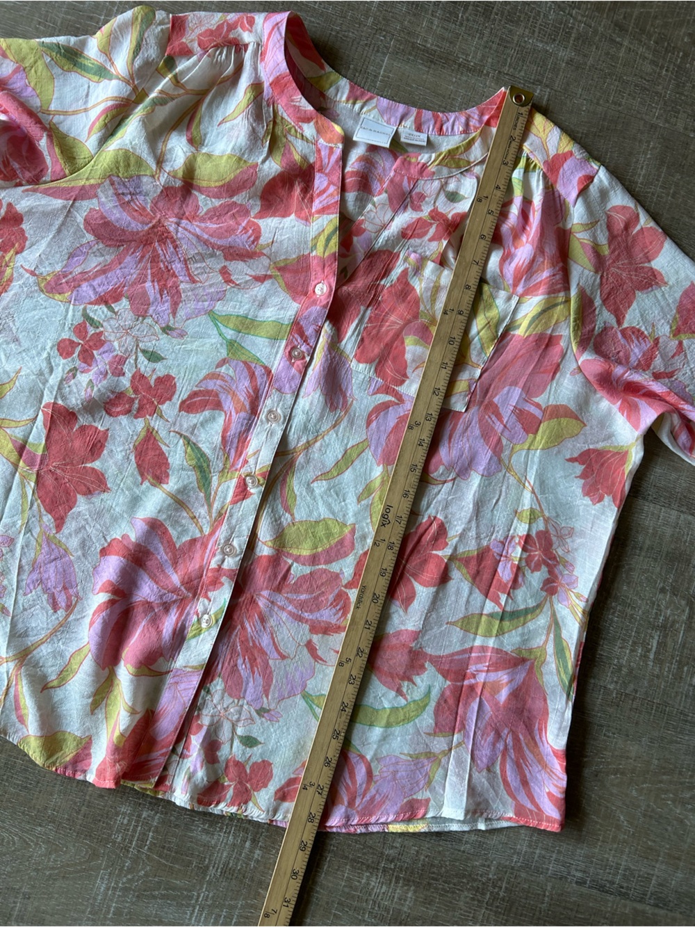 ▶️ Zac & Rachel Floral Blouse Women’s 2X Pink Button Front Roll Tab Sleeve Plus - Picture 9 of 11